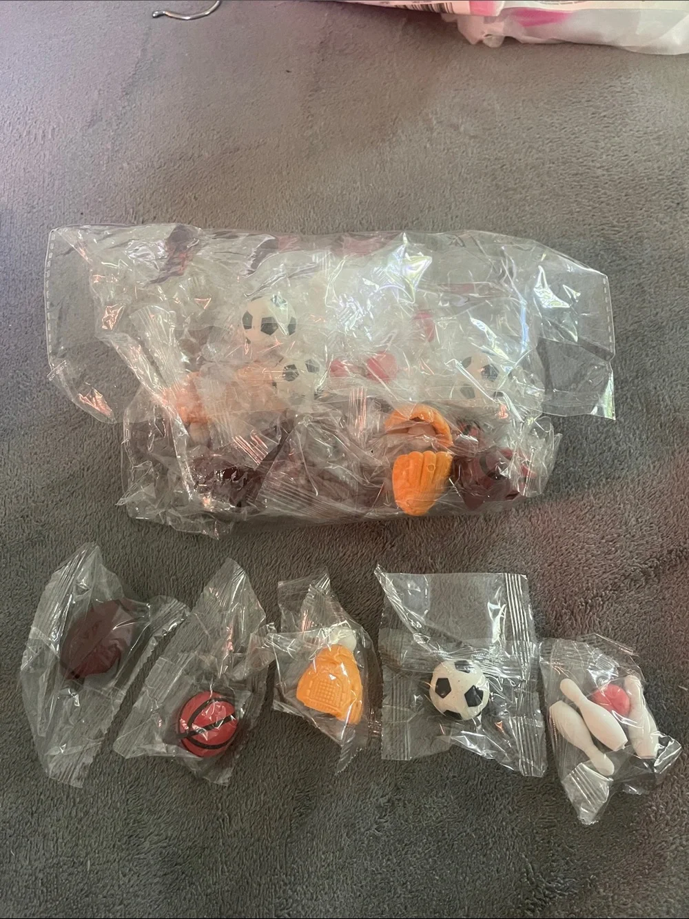 30 Sports Mini Toy Eraser Set football baseball soccer bowling basketball nwt